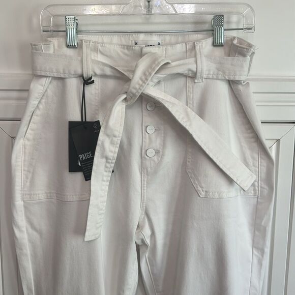 PAIGE Crisp White Mayslie Self-Tie Johger Jeans - Picture 3 of 8